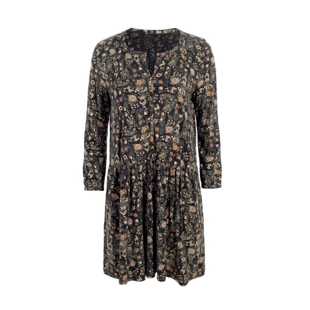 Peruvian Connection Alpine Flower Tunic Floral Mini Dress 3/4 Sleeve Cotton M